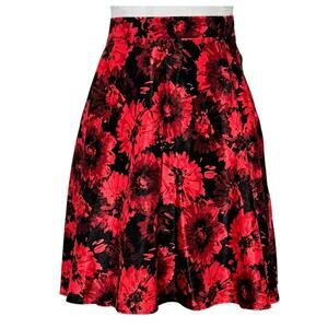 NWT Vintage Y2K NY Invasion Floral Skater Skirt Size 1X Red & Black Rockabilly‎